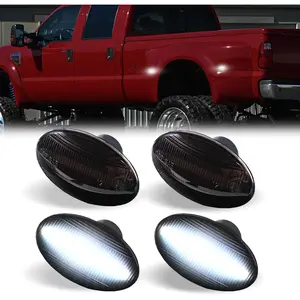 LED Dually Bed Fender Side Marker Lights For 1999-2010 Ford F250 F350 F450 F550 Super Duty Trucks Smoked Len