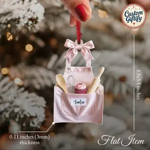 [XMAS GIFT] Baking Apron Ornament | Personalized Baker Christmas Ornament | Custom Chef Ornament Gift | Kitchen Lover Ornament | Gift for Cooks