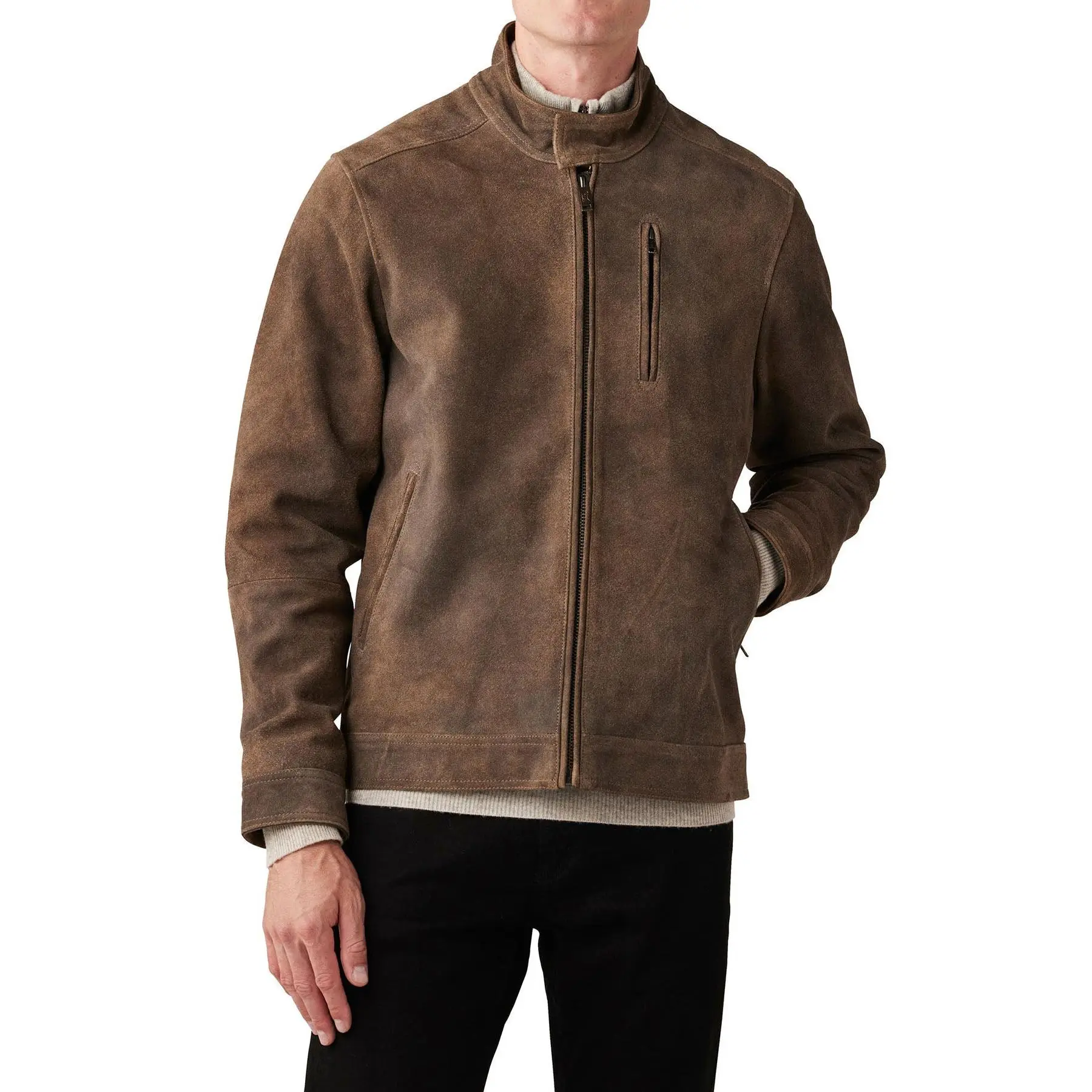 Mens Vintage Camel Color Biker Leather Jacket