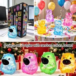 8-piece set, cute bear style decompression toy, relieves anxiety, party gift, holiday gift creativity, soft and slow rebound decompression toy - cute desktop accessory for office workers, ideal party gift and creative holiday gift box