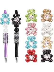 Five Random Color Clay Cute Bear Rhinestone Beads DIY Jewelry Making Supplies, Heart Design, All Seasons, No Choking Hazard, Bead Assortment, DIY Beading Accessories