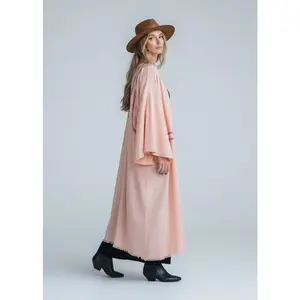 WARRIOR EYE Hand-Painted Kimono - Peach Blossom