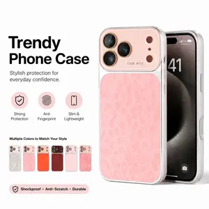 Viewfinder Leather Smartphone Case for iPhone 17 Pro Max,16,15,14 Pro Max Series - TPU-PC Dual-Layer Shockproof Protective Accessories with Anti-Scratch, Non-Slip, Full Camera Lens Protection, Orange Faux Suede Texture, Man Button Installation Casing
