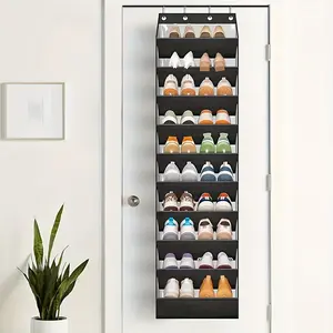 Wall-Mounted Shoe Storage Bag, Shoe Rack, 10-Layer Transparent Door Back Organizer, Large Capacity Hooks for 20 Pairs, Ideal for Closet Doors