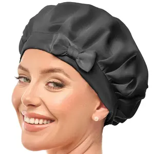 Silk Bonnet Sleeping Cap For Women, Made of Real 100% Mulberry Silk, Soft and Easy to Use, Breathable & Adjustable Sleep Caps, Fine Hair Wrap - Night Head Cap for Curly Hair (Black) outdoor sports