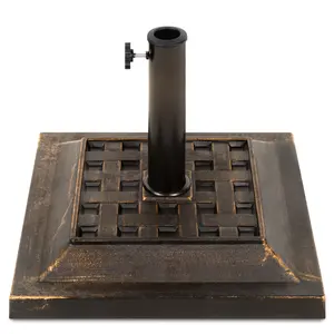 Best Choice Products 26lb Heavy-Duty Steel Square Patio Umbrella Base Stand w/ Decorative Basketweave Pattern - Bronze Best Choice Products 26lb Heavy-Duty Steel Square Patio Umbrella Base Stand w/ Decorative Basketweave Pattern - Bronze