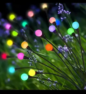 2Pack 10 LED Solar Powered LED Wind-driven Firefly Ground Inserted Lamp, 1 Count IP65 Waterproof LED Outdoor Solar Post Lights, Decorative Light for Garden Patio Yard Lawn, Lighting, Led Lights, Solar Light Outdoor, Solar Pathway Lights
