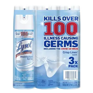 Lysol Disinfectant Spray for Hard and Soft Surfaces Crisp Linen 19 Fl Oz Pack of 3 EPA Registered Air Sanitizer Kills 99.9% Germs
