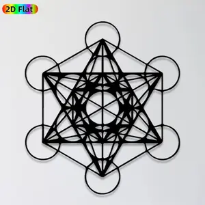 1pc Metatron's Cube Metal Wall Art, Intricate Metatron's Cube Statue Mural, Ideal Gift for New Year, Christmas, Sacred Geometry Enthusiasts, Powder-Coated Metal Wall Decor  Perfect for Living Room Wall & Garden Fence, Unique Spiritual Home Decor