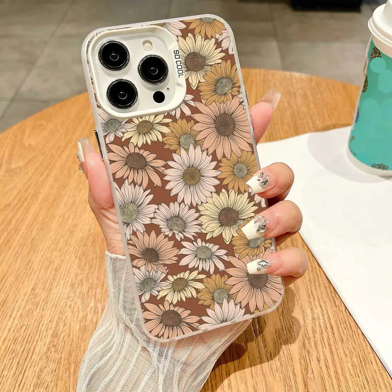 Retro Daisy Flowers Phone Case, Phone Protective Cover, Phone Accessory Compatible with For iPhone 16 Pro Max 15 14 13 12 11 X  Mobile phone case-36SCPG08