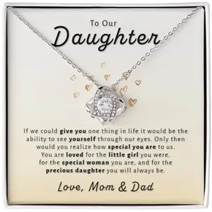 Gift For Daughter From Mom & Dad - Special to Us Love Knot Necklace VW6