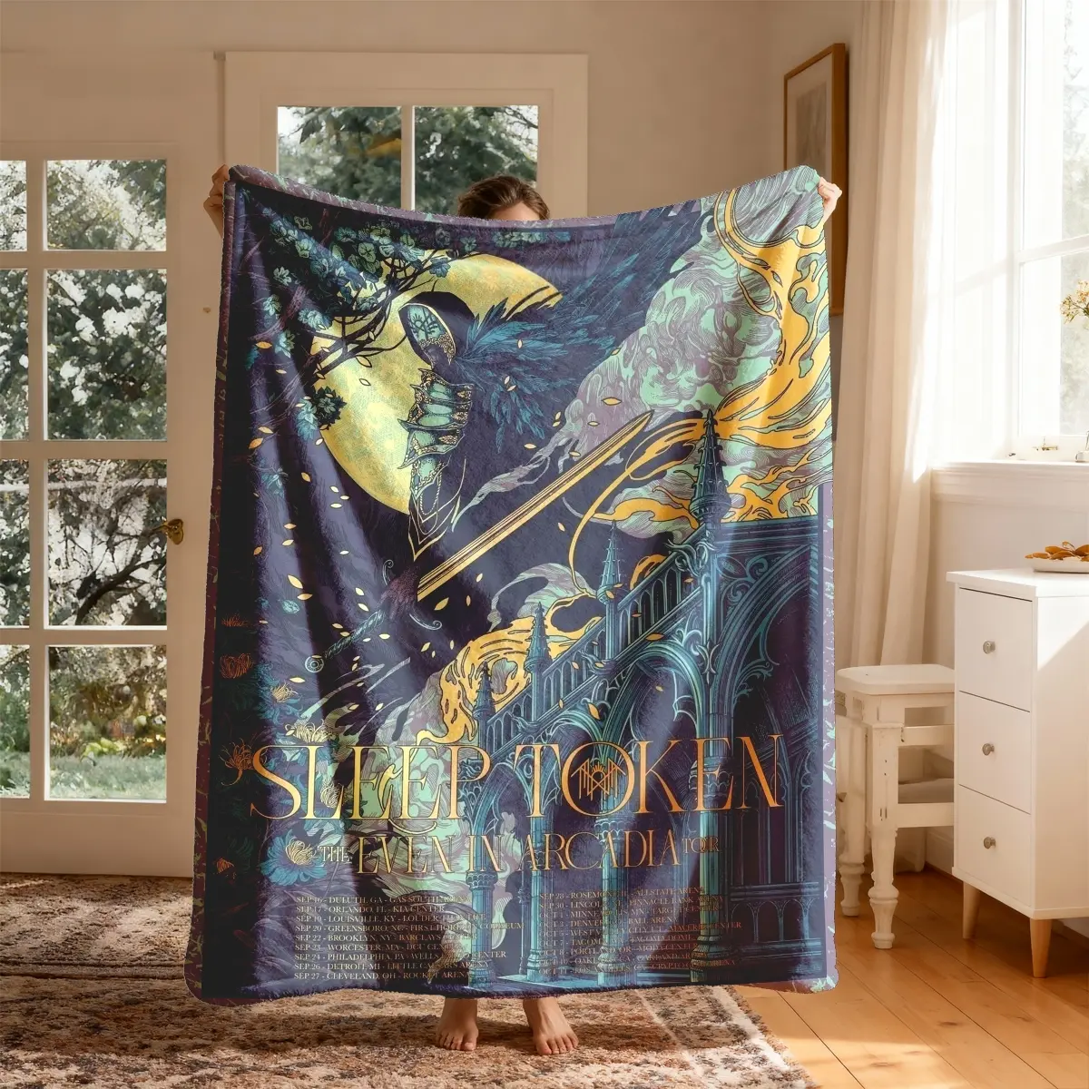 Sleep Token Flannel Blanket, Large Size, Soft and Lightweight, Cozy Throw Blanket, Perfect for Bed, Sofa, Office, Camping, Travel, Christmas Gift