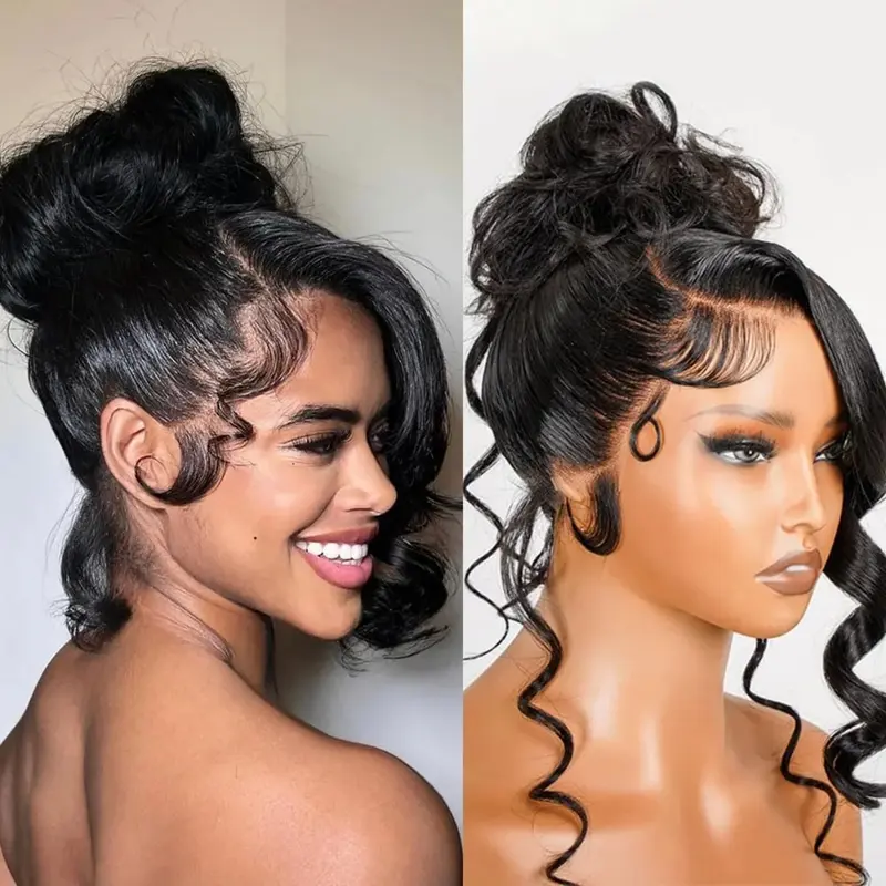 360 Body Wave Lace Front Wigs Human Hair Pre Plucked Hidden Strap 180% Density Drawstring Wig Human Hair Brazilian 360 HD Full Lace Human Hair Glueless Human Hair Wigs for Women Natural Color
