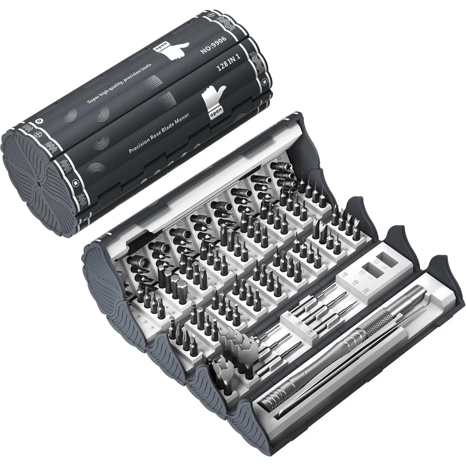 128-in-1 Professional Magnetic Repair Tools Kit - 122 Precision Bits, Magnetic Ratchet, Precision Screwdriver for Indoor Recreation Devices, iPhone, PS5