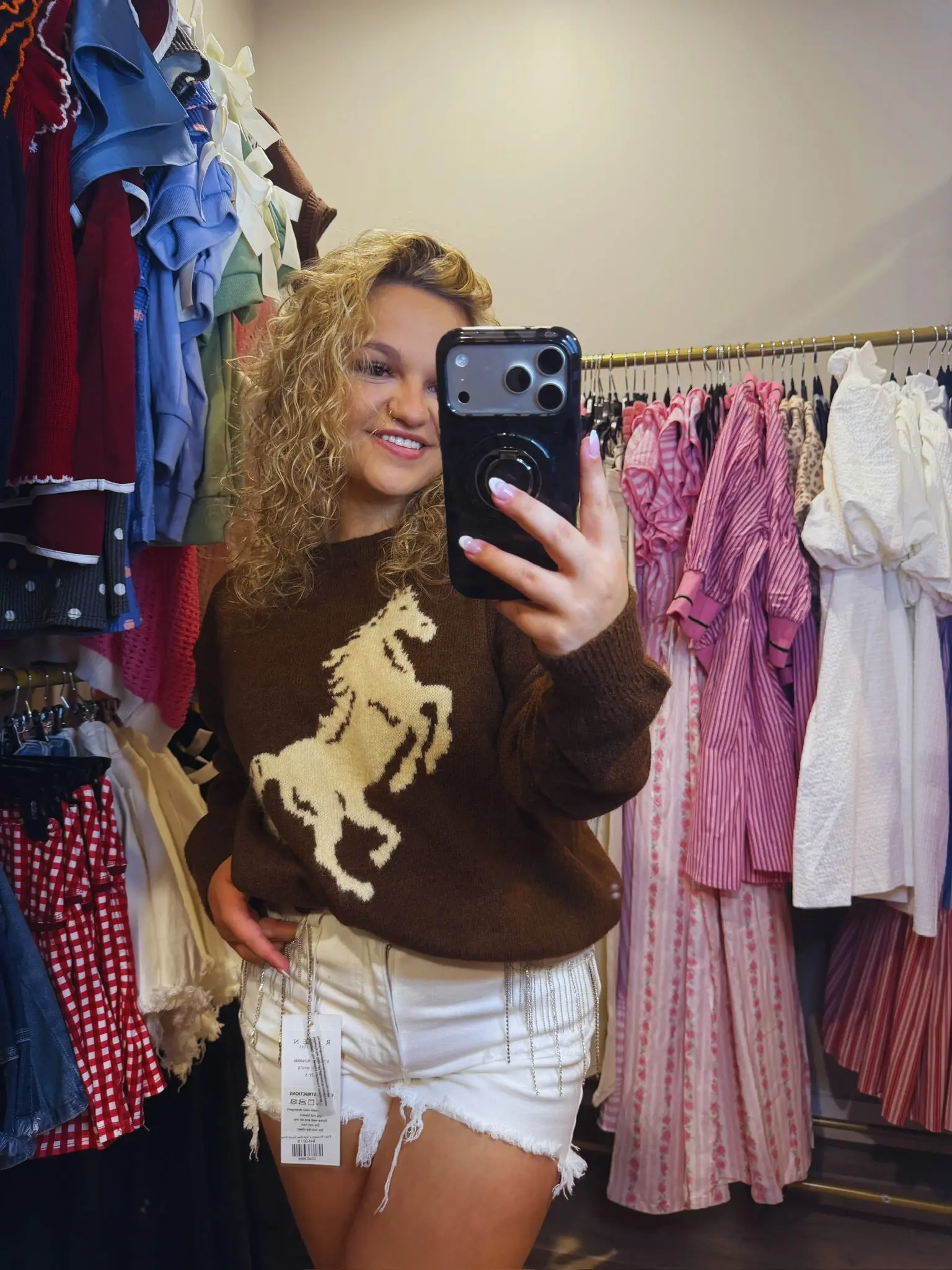 Wild Spirit Horse Sweater Brown