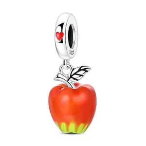 MULA Color-Changing Apple Charm for Pandora Bracelets, 925 silver-plated Enamel Fruit Dangle, Heat-Sensitive Temperature Changing Jewelry, Cute Gift for Women & Girls