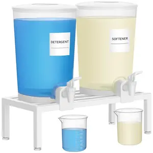 Lifewit 2-Pack Laundry Detergent Dispenser 3.5L Leak-Proof Plastic with Stand Measuring Cups Labels for Softener Bleach