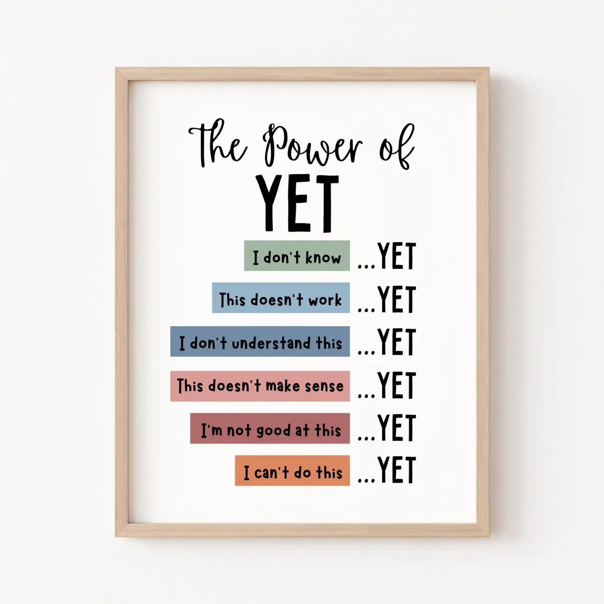 The Power of Yet Poster Therapy Office Decor Poster Boho Classroom Growth Mindset Mental Health Poster School Counselor Power of Now