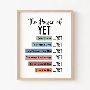 The Power of Yet Poster Therapy Office Decor Poster Boho Classroom Growth Mindset Mental Health Poster School Counselor Power of Now