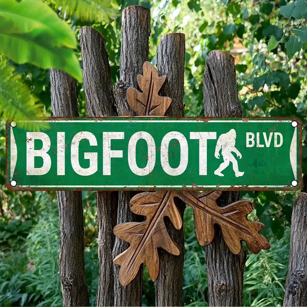 4x16 in - Vintage Bigfoot Humor Wall Art| "Bigfoot Blvd" Street Metal Sign for Cabins, Man Caves & Outdoor Decor, Decorative Wall Sign, Home Decor Gifts
