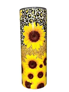 Golden Sunflowers - 20oz oz 20 oz. 20oz. - Skinny Straight Sublimation Tumbler - Amy's Tumbler Junkies - Your Favorite Tumbler Shop!