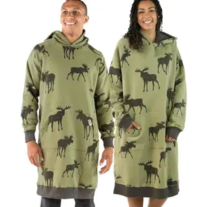 LazyOne | Oversized Mountain Made Moose Hoodie Sweatshirt, Comfortable Sleepwear - Unisex