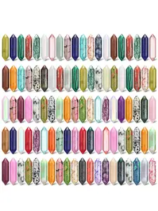 Crystal Hexagonal Wand Stone Bulk, Bullet Shaped Worry Stone Gem Set, Witch Hexagonal Chakra Crystal for Meditation and Divination, Intuitively Chosen Crystals
