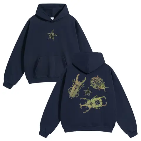 Men's 60/40 Cotton Poly Oversized Graphic Hoodies - Allomyrina Dichotoma Print, Soft Long Sleeve, Unisex T-Shirt-Inspired, Streetwear Casual Basics, Insect Lover Style Tops, Menswear Sweatshirts