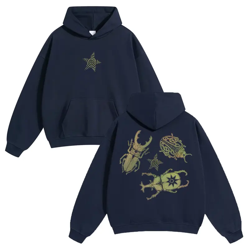 Men's 60/40 Cotton Poly Oversized Graphic Hoodies - Allomyrina Dichotoma Print, Soft Long Sleeve, Unisex T-Shirt-Inspired, Streetwear Casual Basics, Insect Lover Style Tops, Menswear Sweatshirts