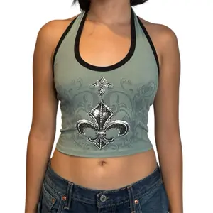 Lilia Rhinestone Halter Top Green