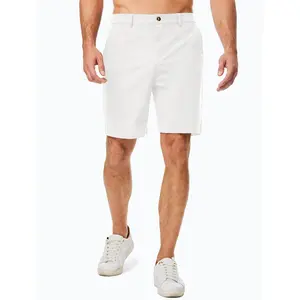 Dokotoo Men Mens Cotton Linen Shorts Casual Waist Elastic Button Golf Beach Shorts with Pockets Menswear Plain Tropical