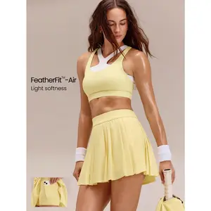 GLOWMODE Airy Lightweight Upf50+ Tuck Box Pleated Mini Skirt With Built-In Shorts Side Pockets Daily Casual Tennis Golf