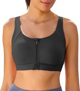 Vorcy Front Zipper Sports Bras Adjustable High Impact Sports Bras U Back High Support Yoga Bra with for Yoga & Gym Workouts