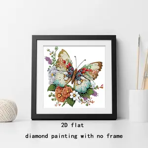 Butterfly & Flower Pattern Diamond Painting DIY Kit, Includes Drill Tools, Suitable for Beginners, Mosaic Gem Art Decor, 30x30cm Unframed