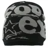 1-2PCS  Unisex Y2K Style Letter Jacquard Knit Hat, Outdoor Street Warm Beanie Cap for Autumn Winter, Fashionable Cold Weather Headwear, Stylish Hat