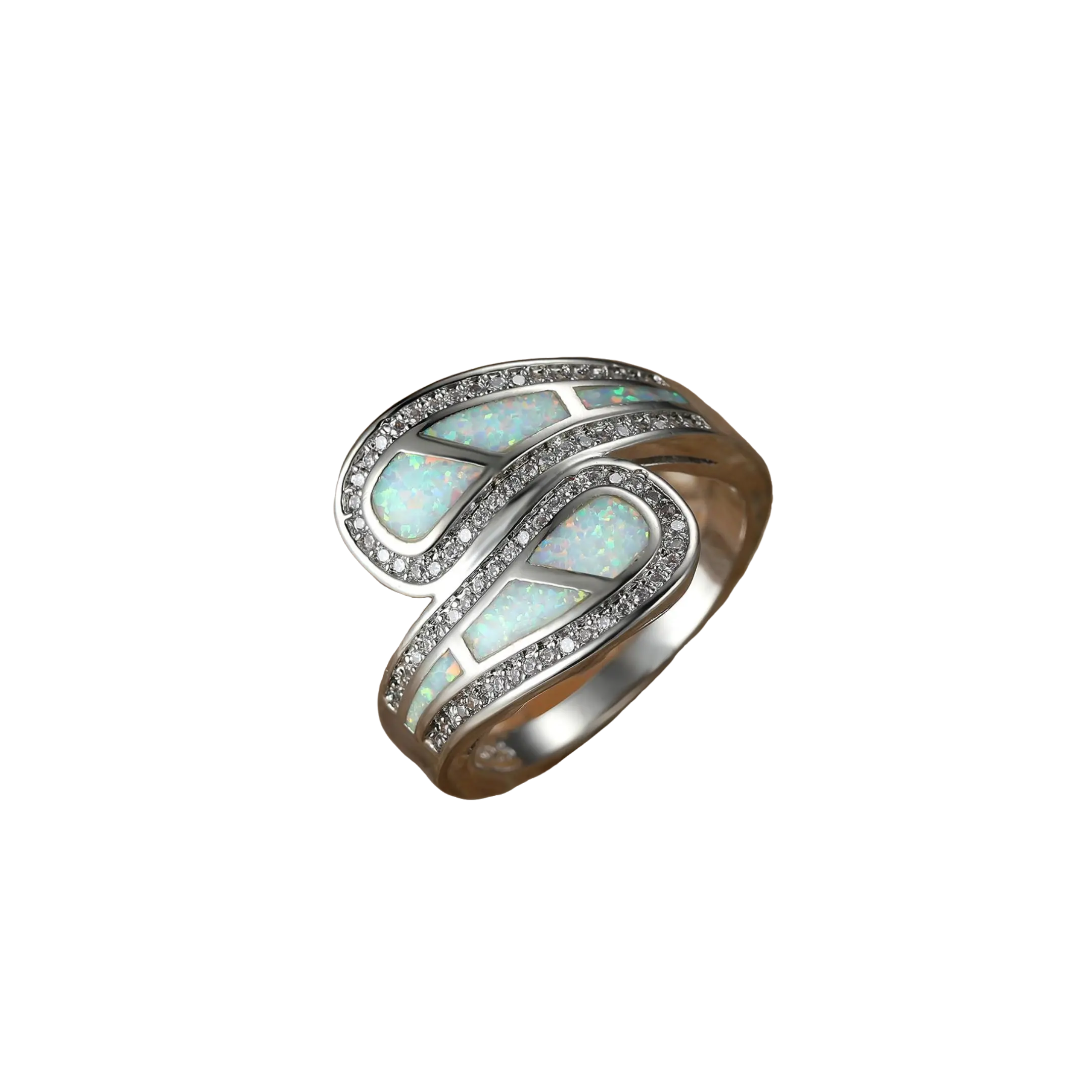White Moonstone Wedding Ring for Women Vintage Boho Sterling Silver Dainty Promise Engagement Band Art Deco Unique Gift