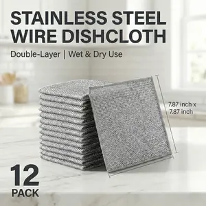 12 PCS Double Layer Wire Dish Cloth Scratch-Free Cleaning Cloth for Cookware Sinks Dishes Cooktops Scratch-Free Power No Odor Wet Dry Versatility outdoorfun Super Absorbent Reusable Wire Dishcloth