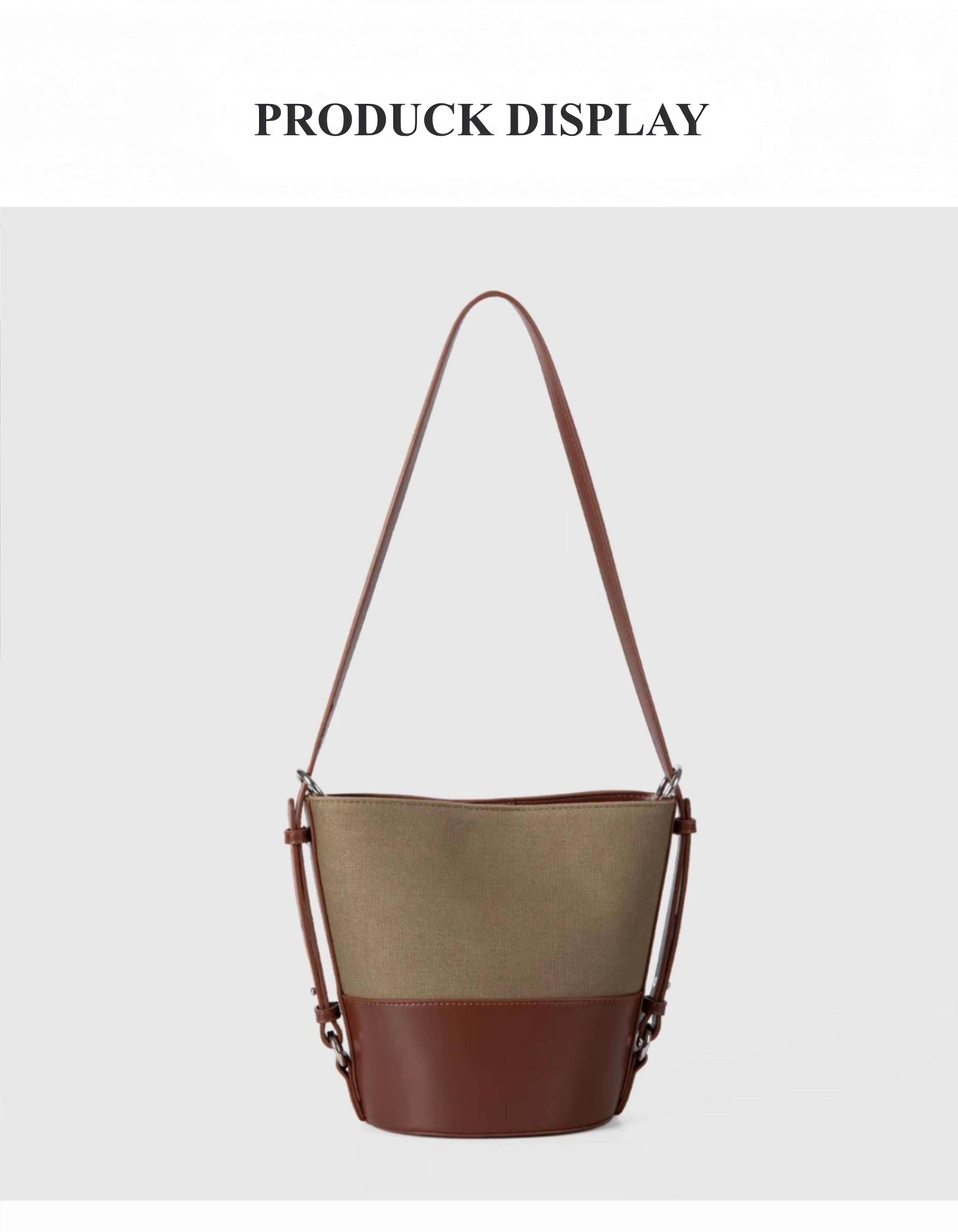 Retro Colorblock Bucket Bag 2026 New, Vintage Cylinder Shoulder Handbag for Women, Luxury Minimalist Daily Bag