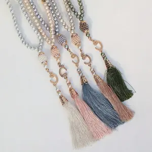 Muse Prayer Beads Set, 99 Pieces 6mm Glass Imitation Pearl Thread Bracelet, Middle Eastern Fashion Hanging Accessories, Ramadan Gifts, Faux Pearl Jewelry