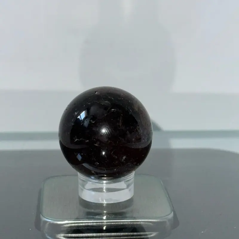 Smoky Quartz Sphere - Small Size with Dark Black Color and Smooth Surface, Perfect for Display and Collecting