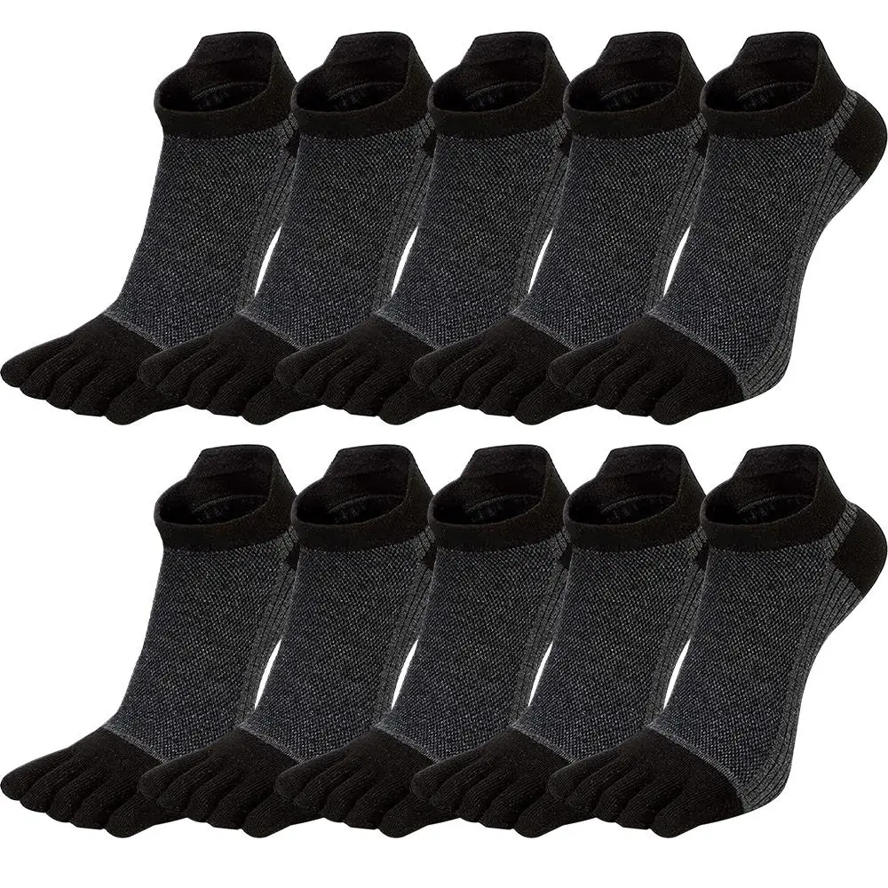 Cotton Toe Socks Five Finger Socks No Show Crew Athletic Running Socks 5Pairs,Size 7-11