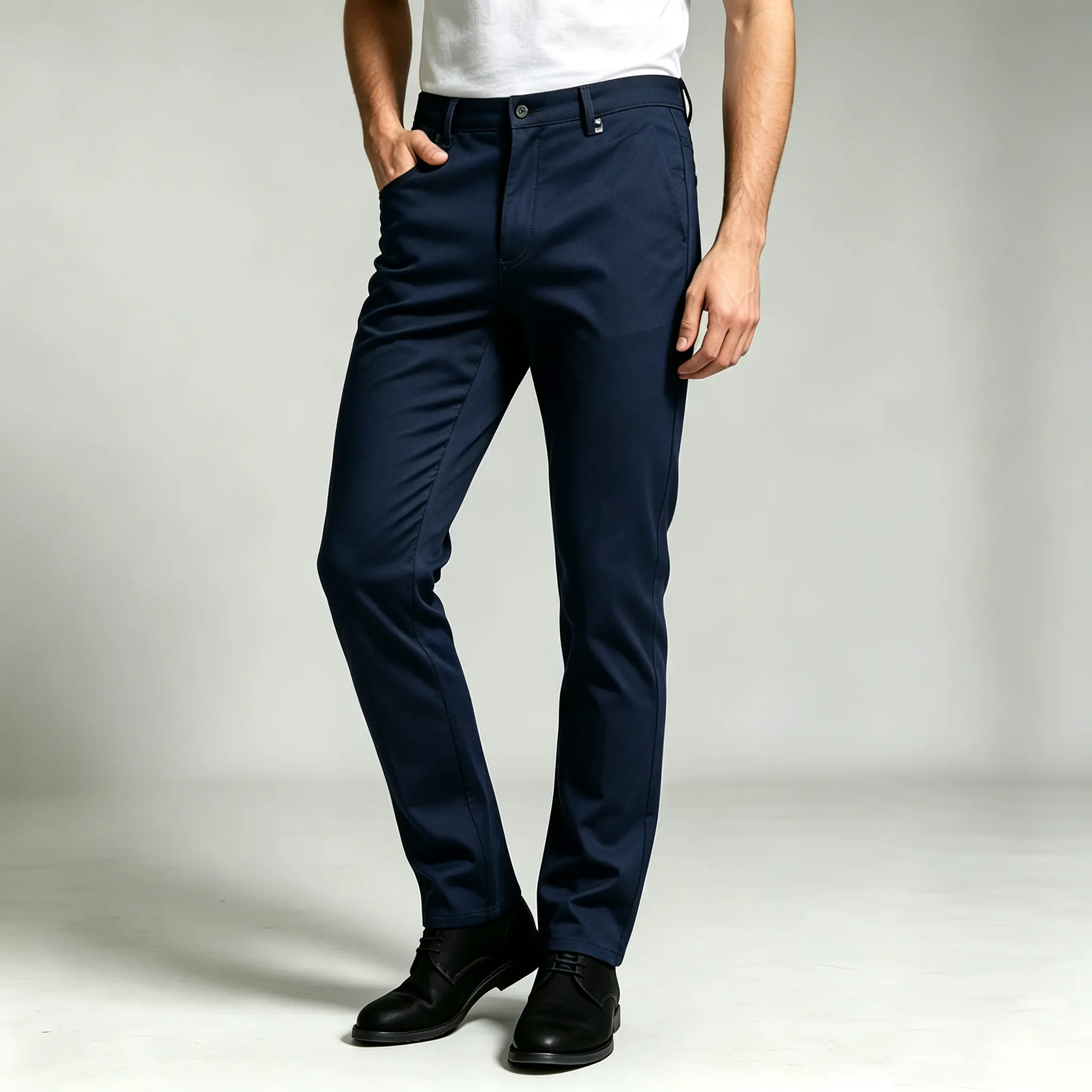 Spring/Autumn Men’s Slim Dress Pants with Tiger Emblem Embroidery — High Stretch, Wrinkle-Resistant, Drapey Fabric; Business Casual Long Pants, Versatile for Commuting, Straight Cut