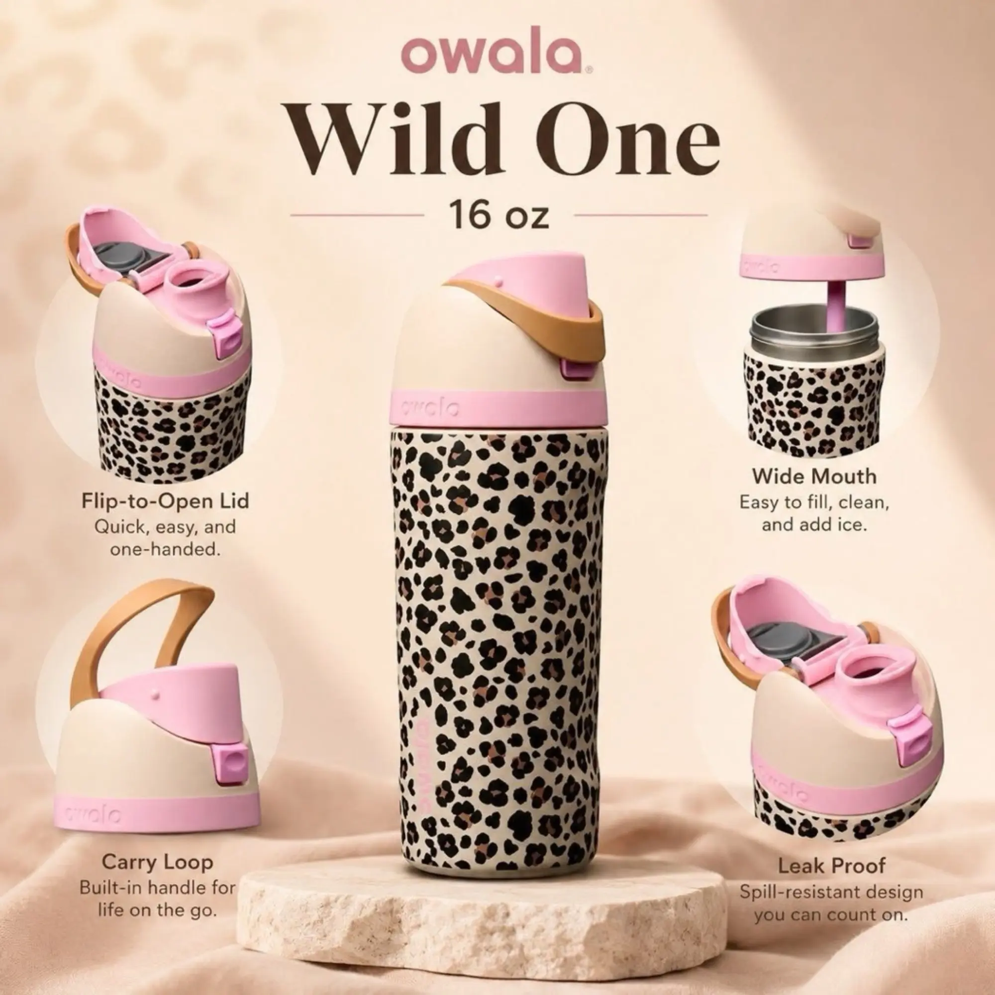 Owala x Cat & Jack 16 fl oz Wild One Stainless Steel FreeSip Insulated Water Bottle