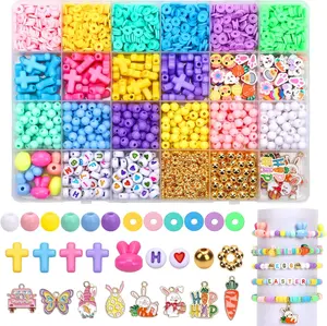 Easter Bracelets Kit, 2100+ Easter Spring Beads for DIY Bracelet Making Jewelry Crafts Friendship Bracelets, Keychains Gifts