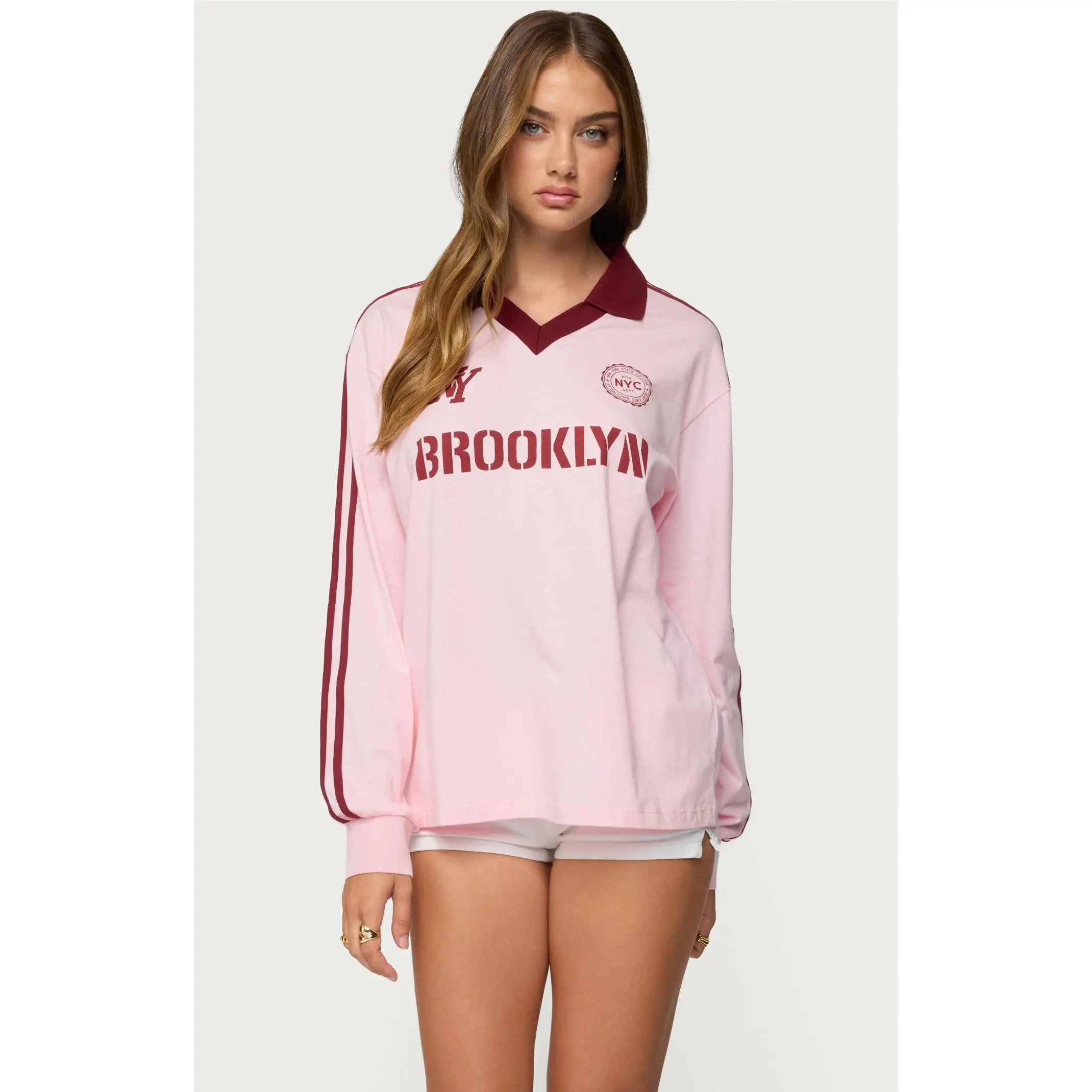 Edikted Women's Brooklyn Contrast Oversized Polo Top