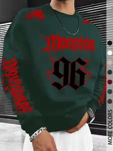 New Men's Digital Print Comfortable Versatile Sweatshirt, Spring Fall Loose Fit Long Sleeve Round Neck, Casual Daily Wear Top