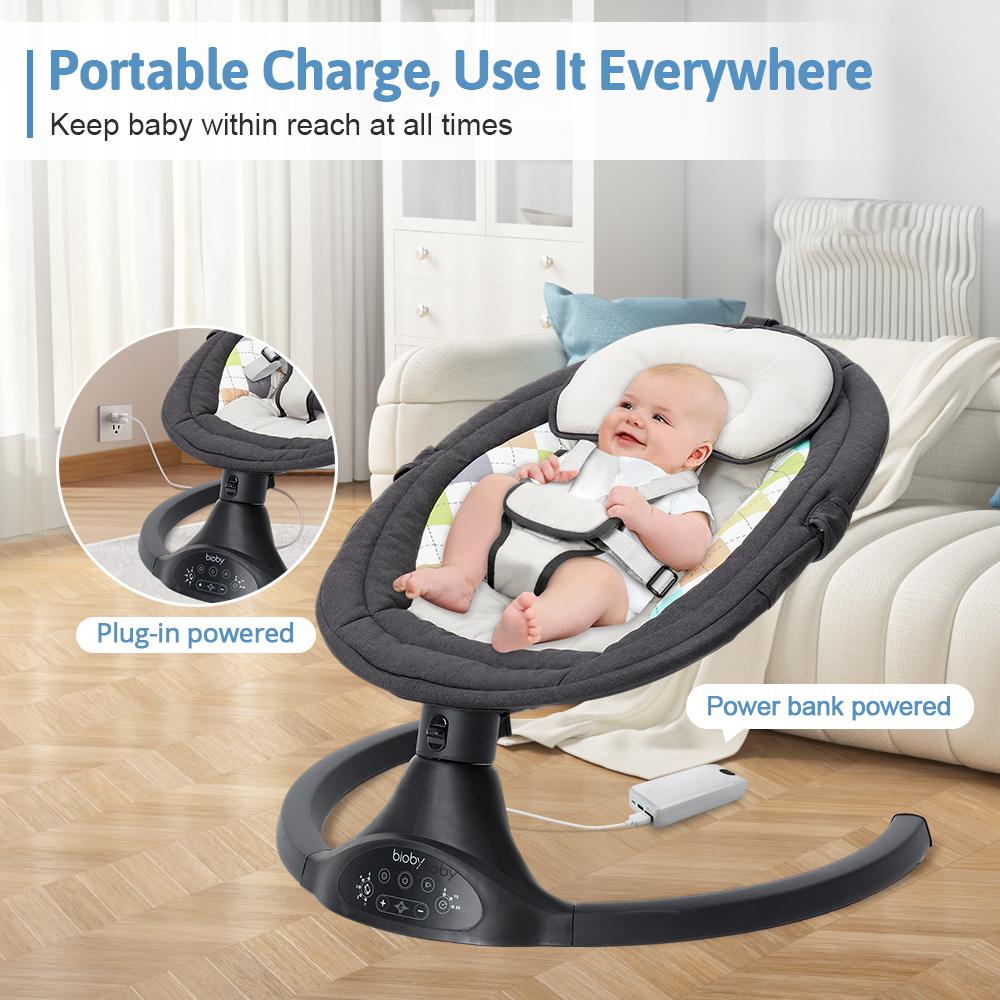 COMOMY Baby Swing for Infants with 5 Natural Sway Speeds, Portable Bt Music Baby Swing with Remote Control & 5-Point Harness, Hands-Free Baby Soother, Lightweight Baby Rocker for 5-20 Lb, 0-6 Months, Black, Valentine's Day
