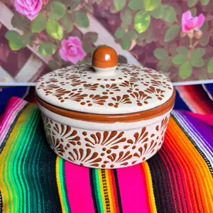 Tortillero estilo cielito lindo color mamey Mexican Canisters Home Goods