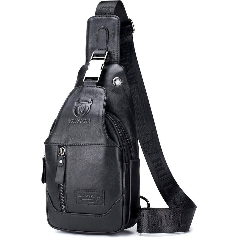 FR Fashion Co. Men's PU Leather Casual Crossbody Sling Bag with Zippered Pockets & Adjustable Strap for Everyday Use - Sleek Minimalist Design for Commuters & Urban Professionals