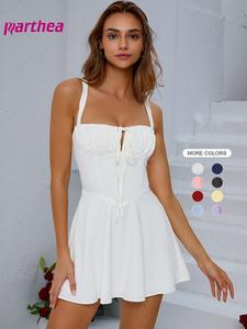 women's plain lace up backless strappy dress, elegant ruched tie front sleeveless short dress for party dating wear party wear , ladies summer clothes birthday outfit black girl, holiday dresses, womenswear